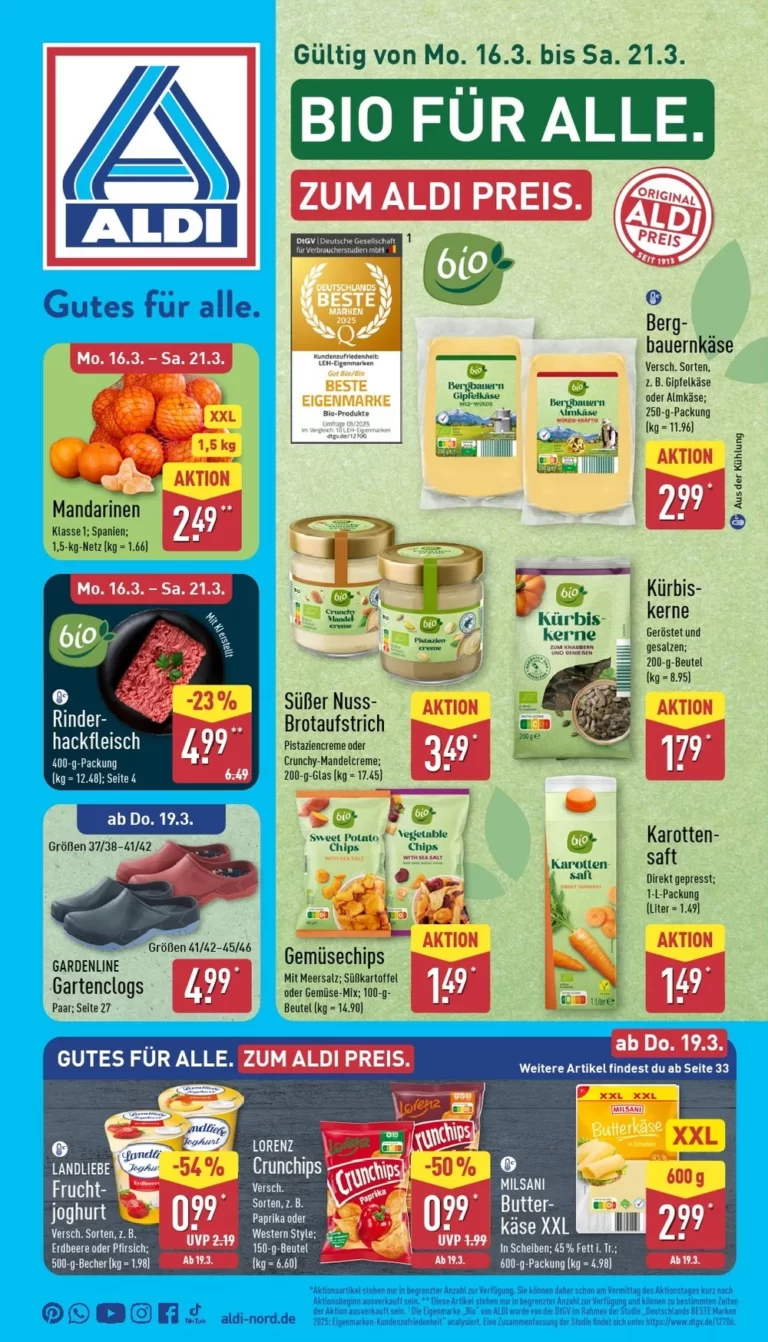 Prospekt Aldi Nord 16.03.2026 - 21.03.2026