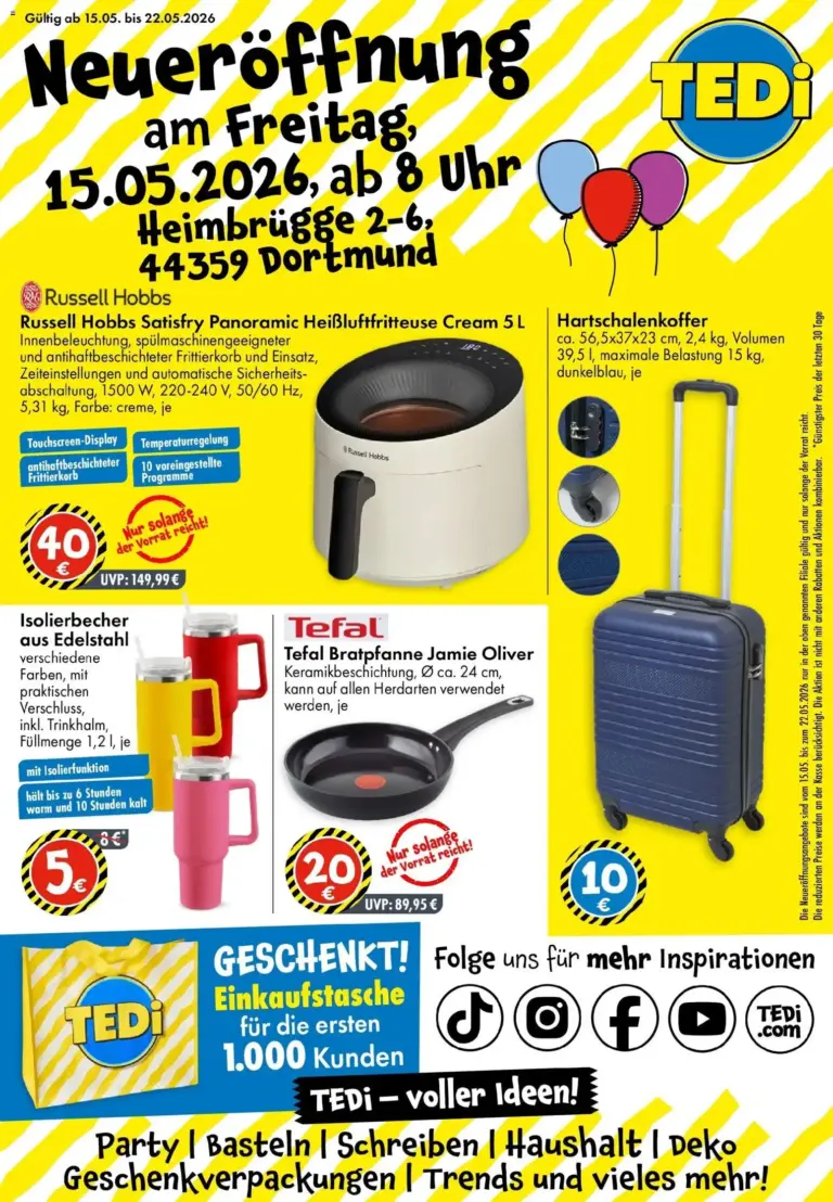 TEDi Prospekt Neueröffnung Dortmund ab 15.05.2026 zum Blättern