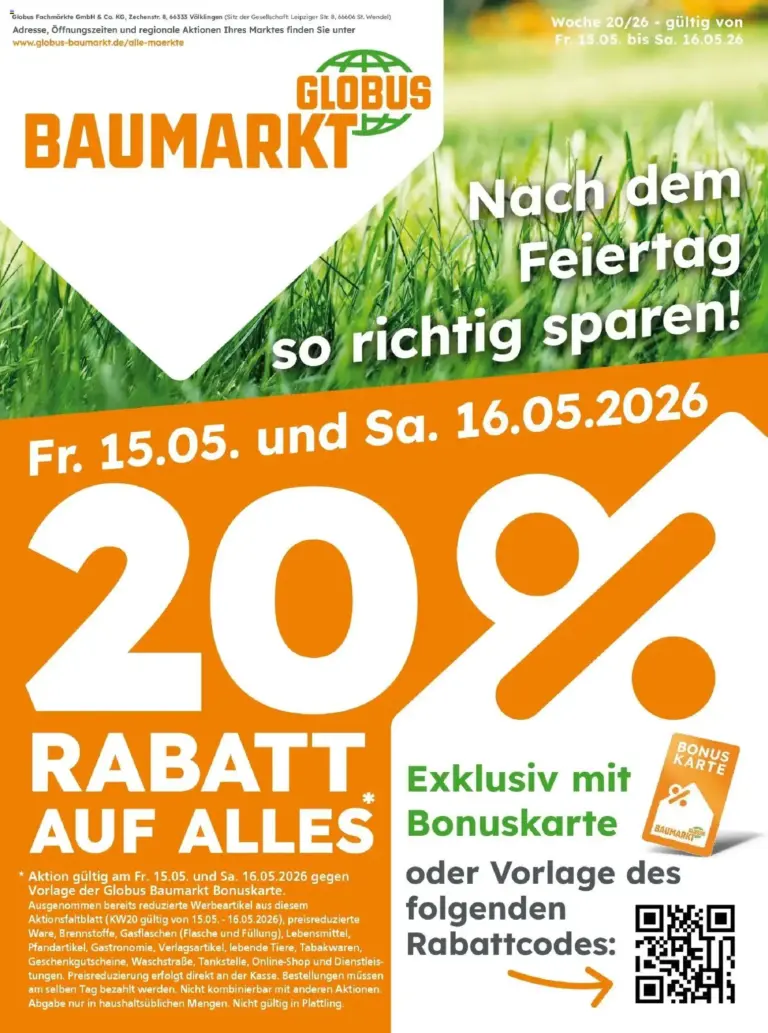 Globus Baumarkt Prospekt Bergkamen ab 15.05.2026 zum Blättern