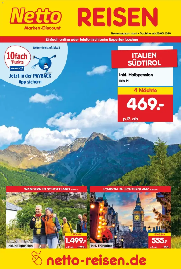 Netto Reisen Prospekt ab 28.05.2026 zum Blättern