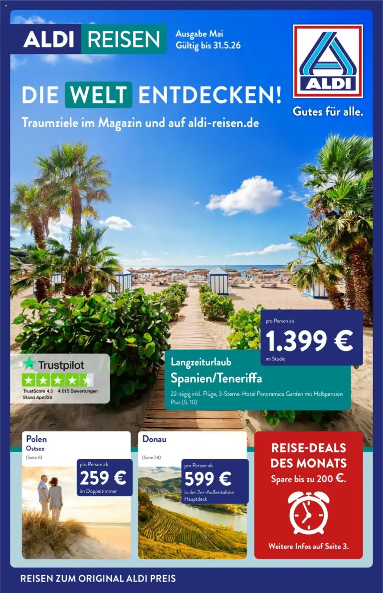 Aldi Reisen Reisemagazin ab 01.05.2026 zum Blättern
