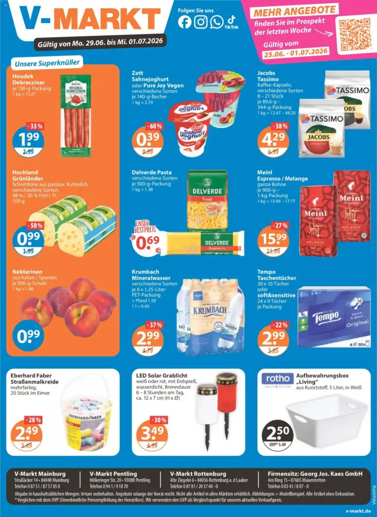 Angebote V-Markt Angebote ab Montag ab 29.06.2026