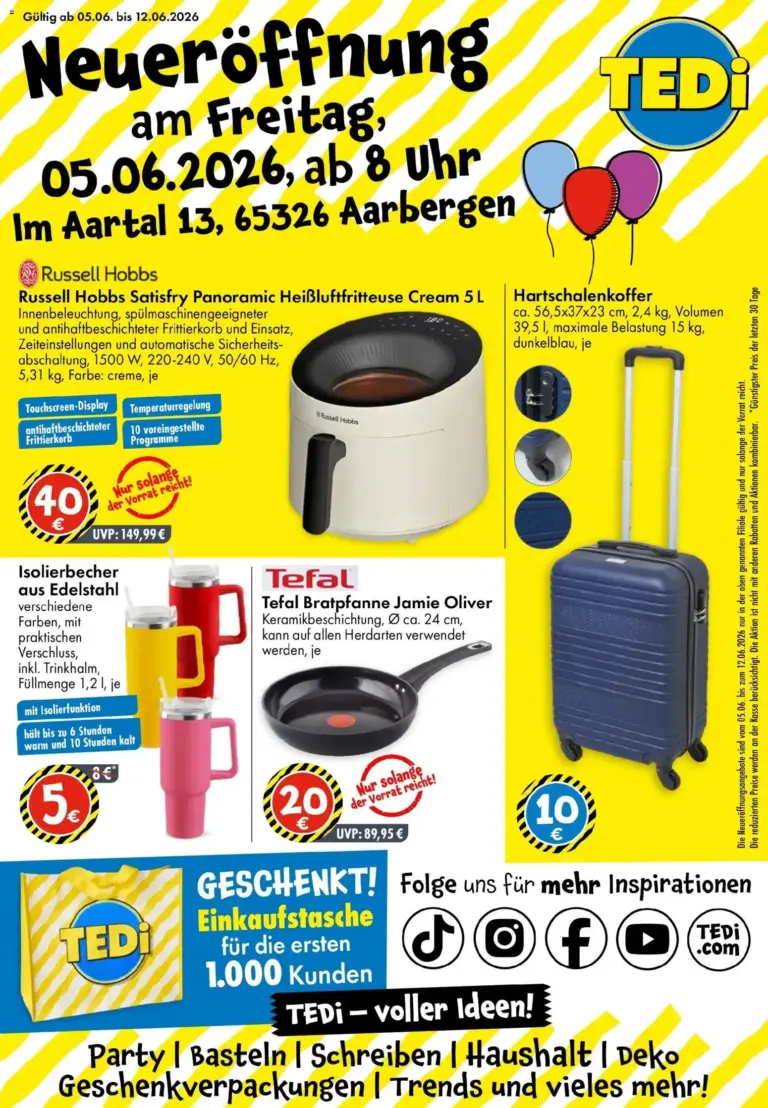 TEDi Neueröffnung Aarbergen ab 05.06.2026 zum Blättern
