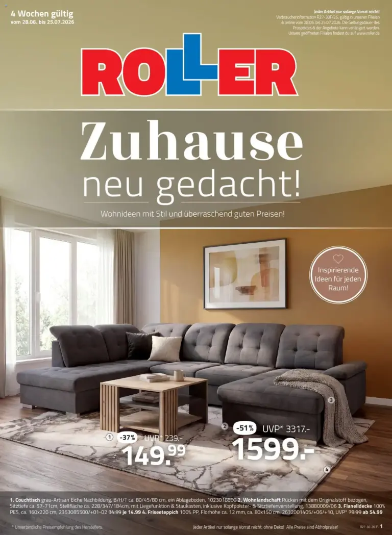 Roller Wohnzimmer Katalog ab 28.06.2026 zum Blättern