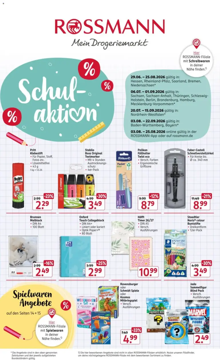 Rossmann Schulaktion ab 29.06.2026 Angebote Online