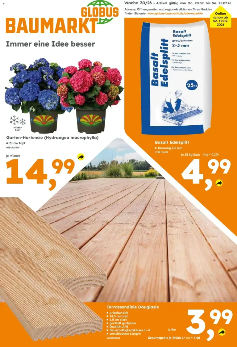 Globus Baumarkt Prospekt ab 20.07.2026 zum Blättern