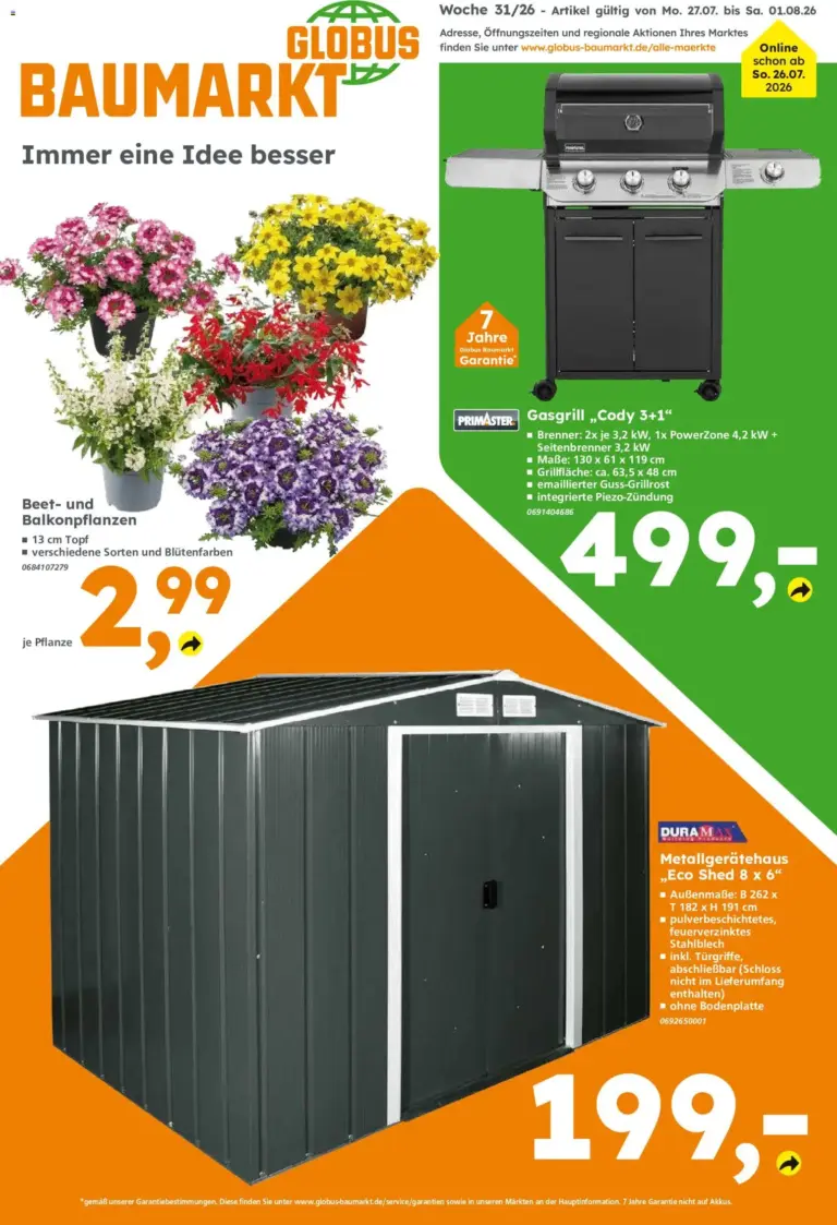 Globus Baumarkt Prospekt Berlin-Treptow ab 27.07.2026 zum Blättern