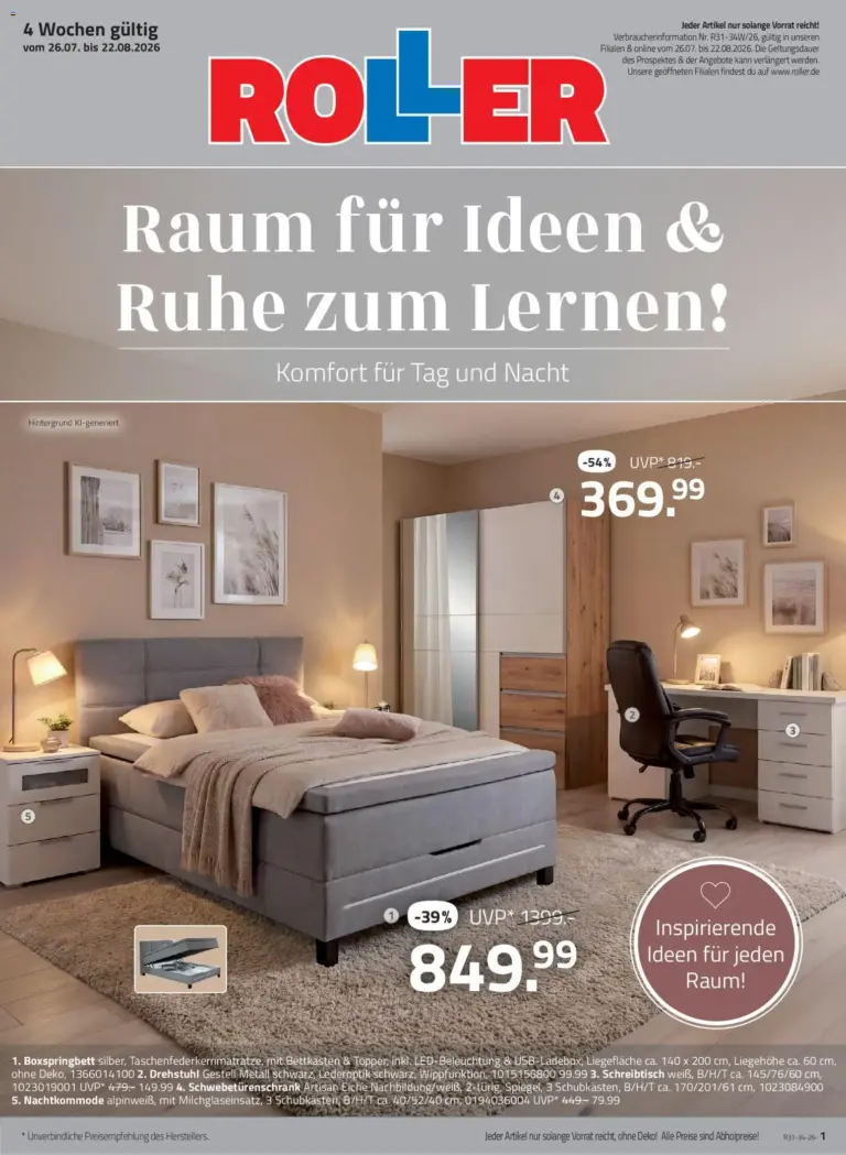 Roller Raum für Ideen & Ruhe zum lernen ab 26.07.2026 zum Blättern