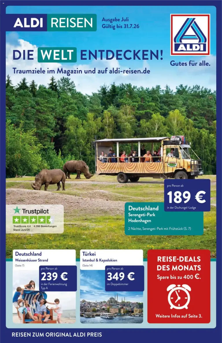 Aldi Reisen Reisemagazin ab 01.07.2026 zum Blättern