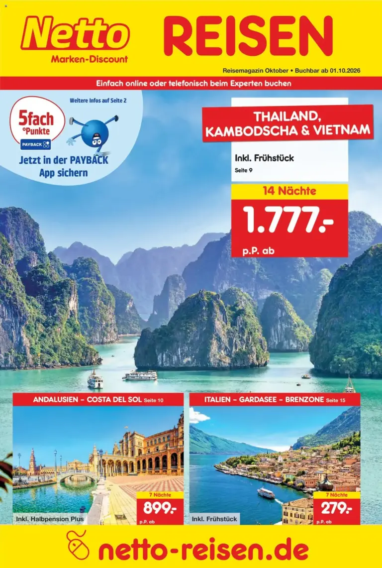 Netto Reisen Prospekt zum Blättern vom 01.10.2026 bis 31.10.2026