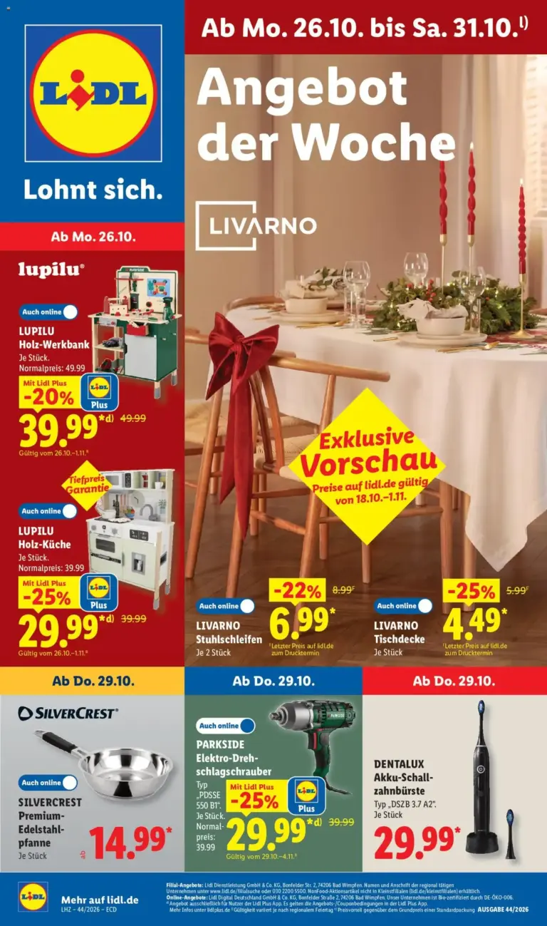Lidl Prospekt zum Blättern Angebote vom 26.10.2026 bis 31.10.2026