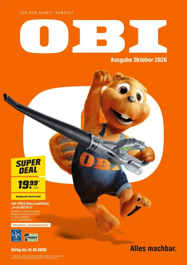 Obi Prospekt zum Blättern vom 01.10.2026 bis 31.10.2026