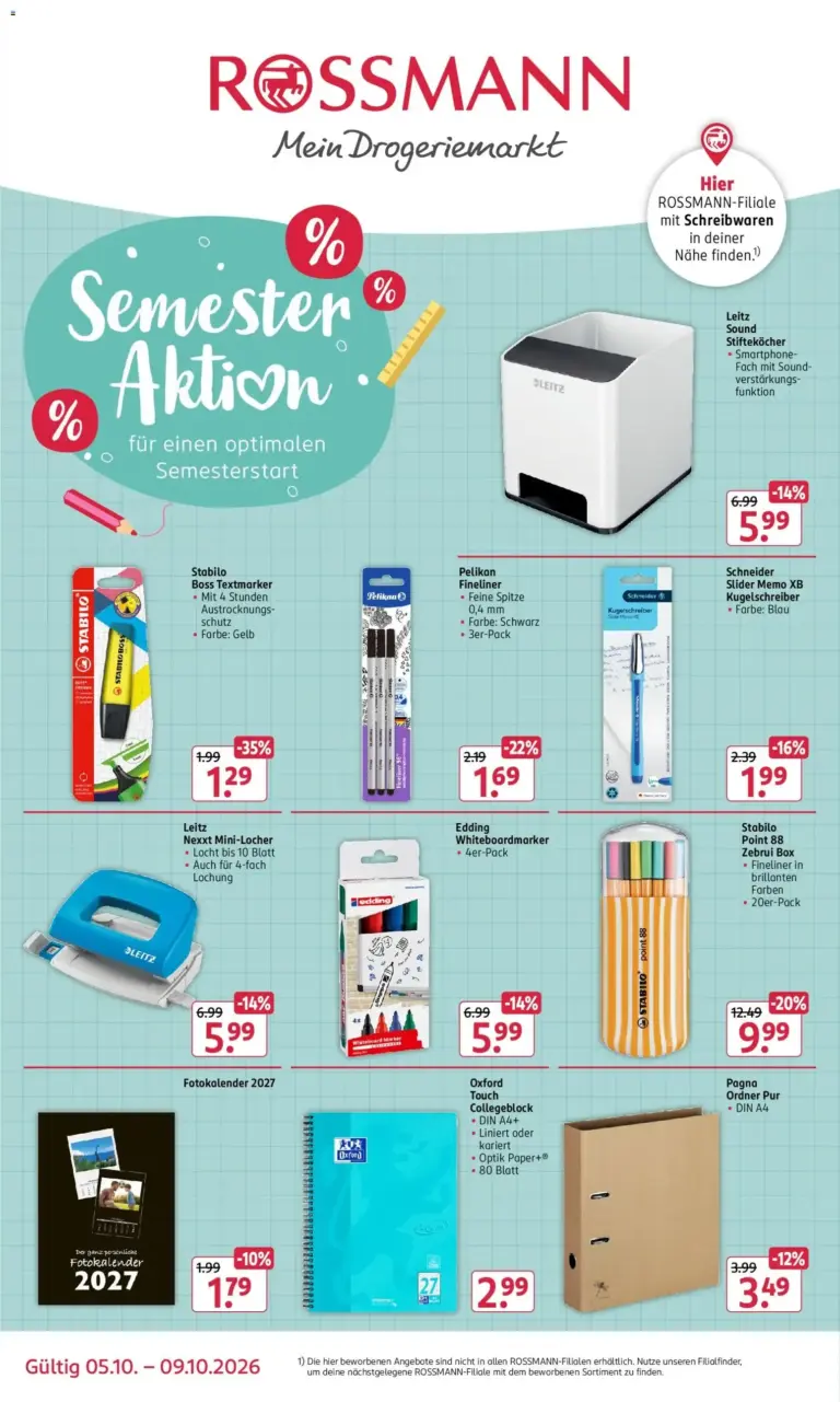 Rossmann Semester Aktion Angebote vom 05.10.2026 bis 09.10.2026